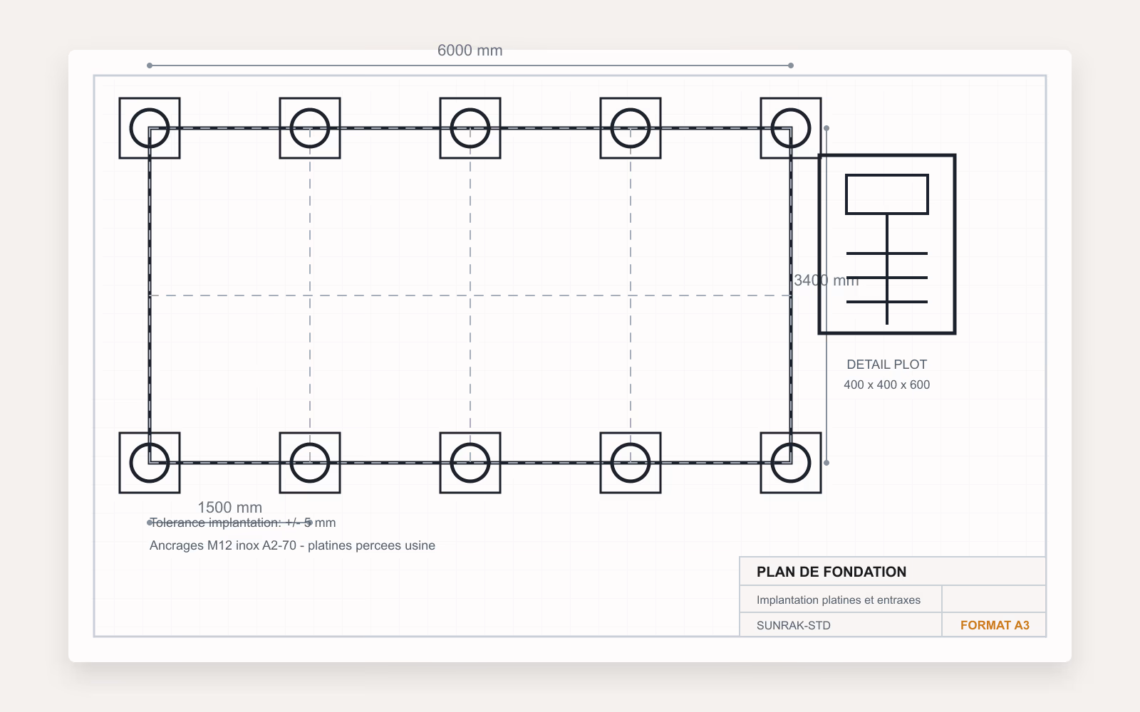 Plan de fondation Sunrak