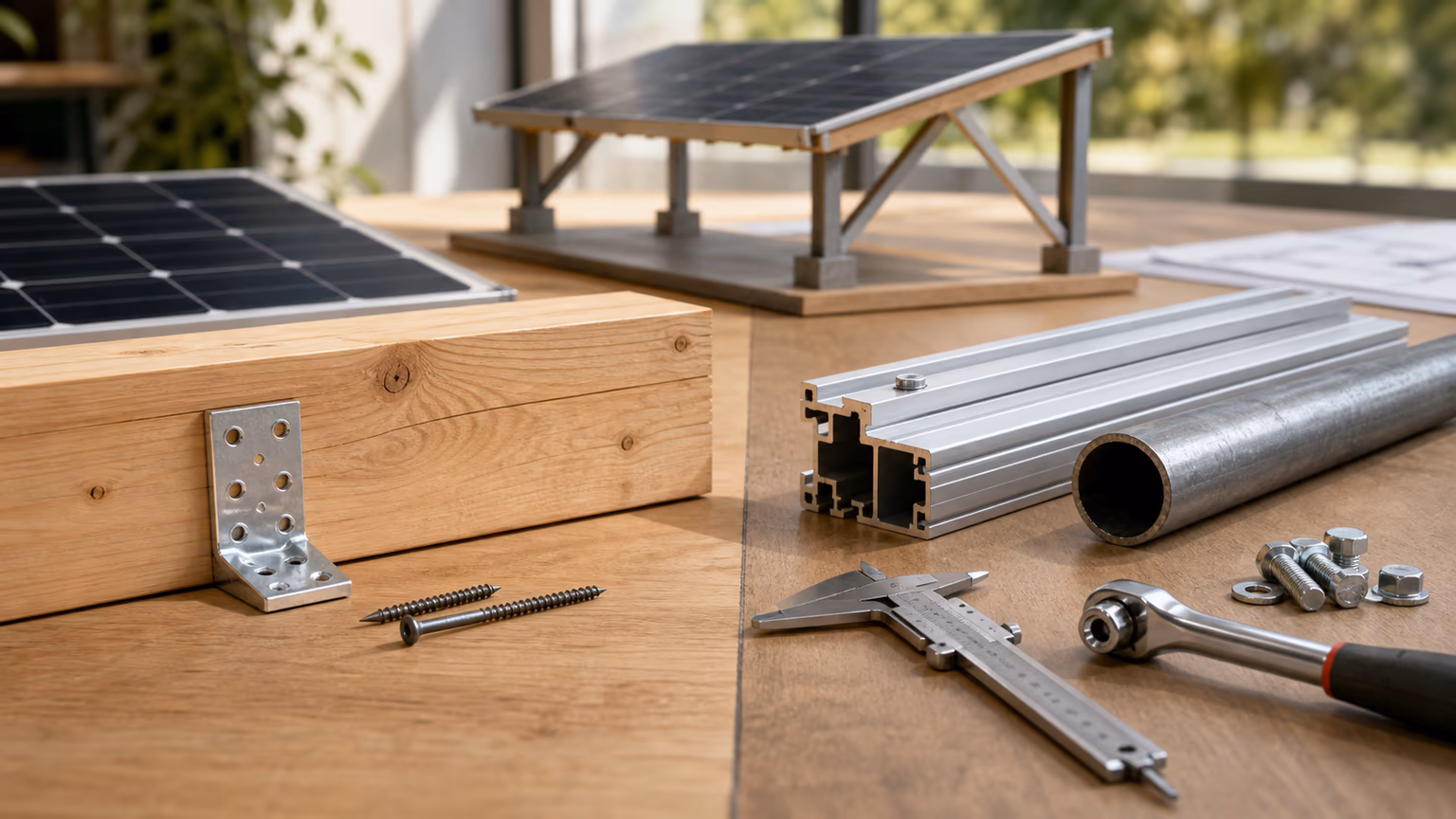 Vergleich von Holz Aluminium und verzinktem Stahl für Solarcarport