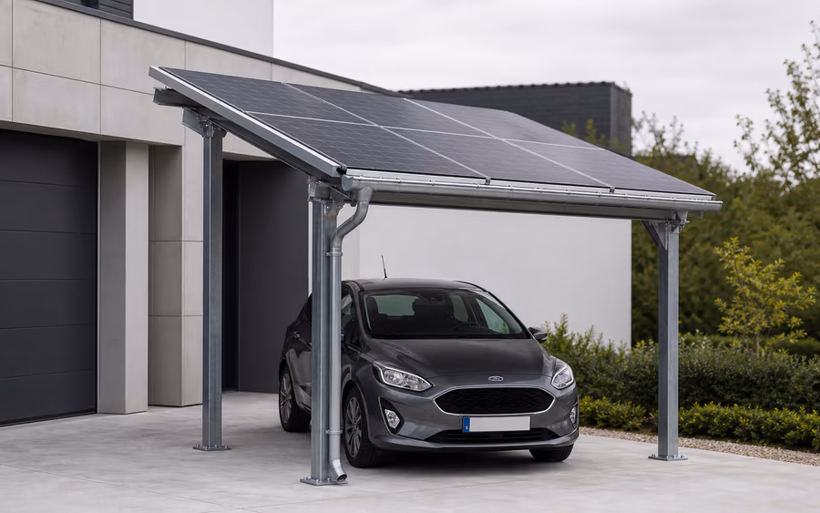Carport photovoltaïque résidentiel à une place